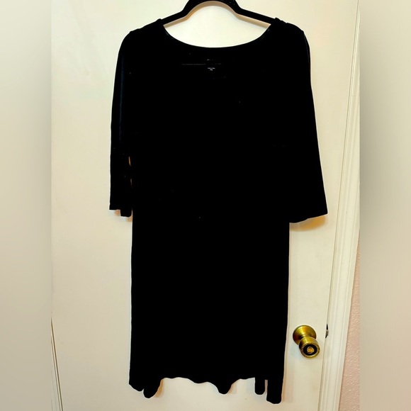 Eileen Fisher Black 93% Viscose/7% Spandex Ballet Neck Dress Size Petite Med 378 - Picture 1 of 7
